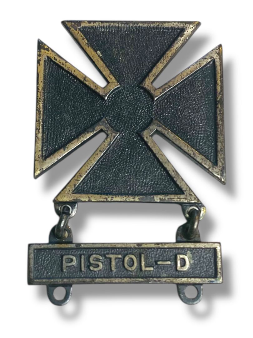 Vintage Markmanship Qualification Pistol-D Badge Pin Medal with Bar 2"