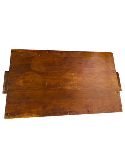 Antique Wooden Chip Oak Under Glass Carved Serving Tray 17" x 9.25"