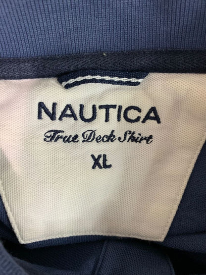 Size XL Nautica Mens Navy Blue Polo The Deck Shirt Short Sleeve