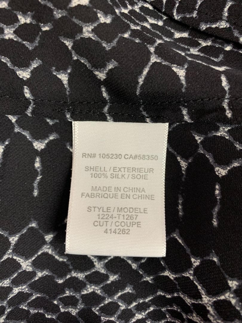 Medium Joie Womens Silk Reptile Print Black Button Up Blouse Shirt