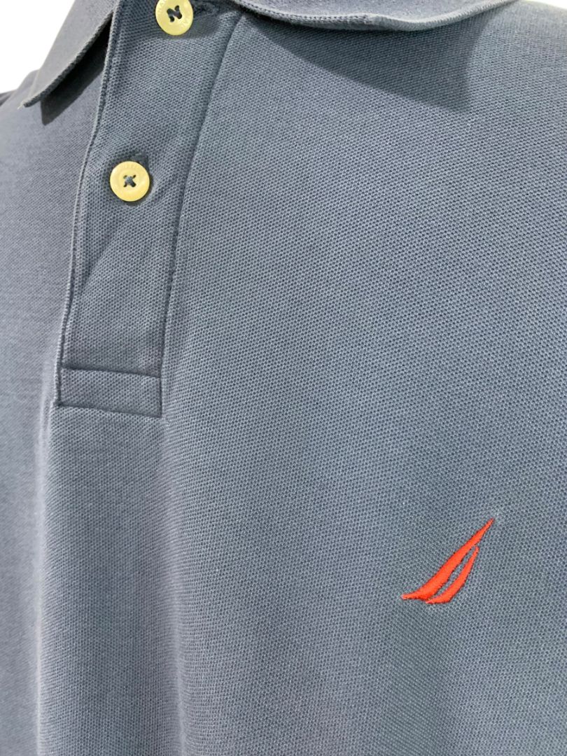 Size XL Nautica Mens Navy Blue Polo The Deck Shirt Short Sleeve