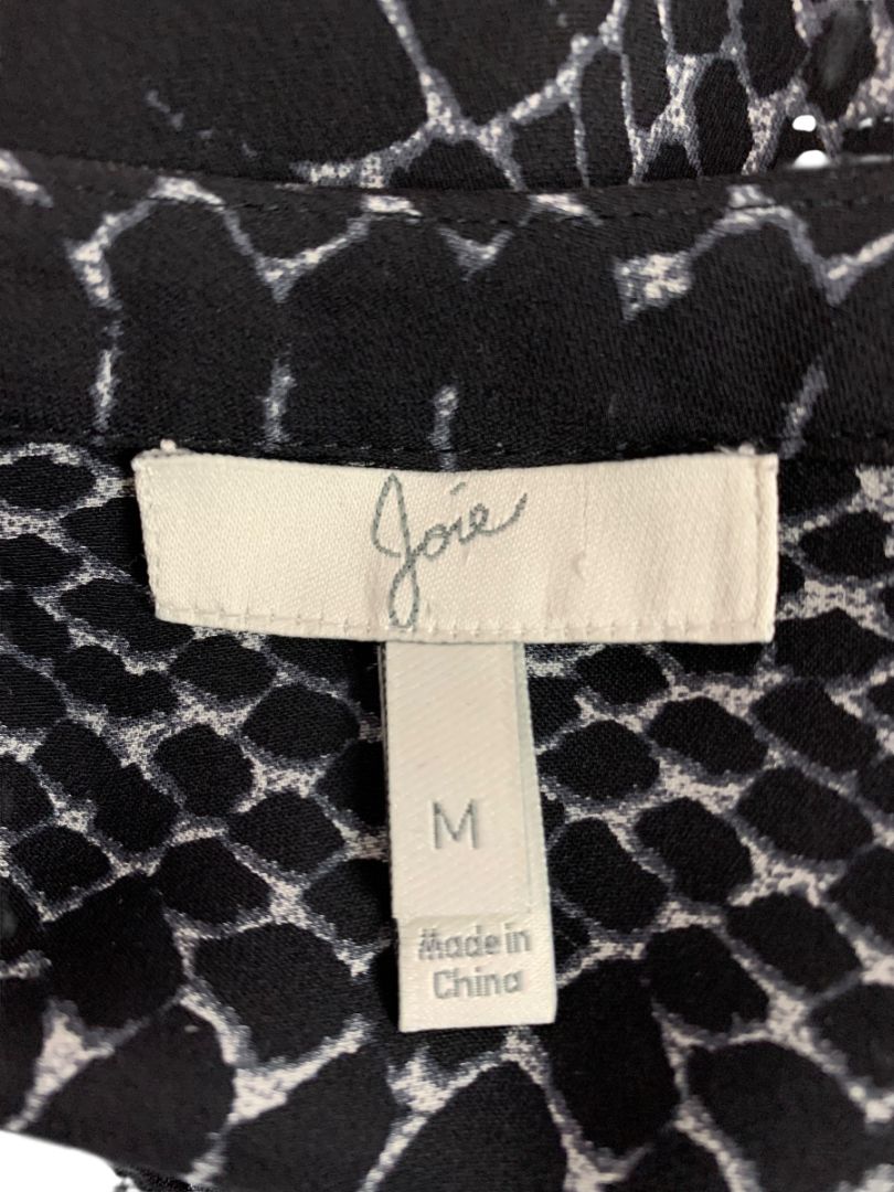 Medium Joie Womens Silk Reptile Print Black Button Up Blouse Shirt