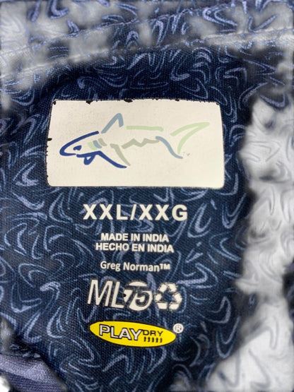 Size XXL Greg Norman PlayDry Mens Polo Golf Shirt Navy Blue Pattern