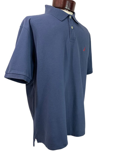 Size XL Nautica Mens Navy Blue Polo The Deck Shirt Short Sleeve