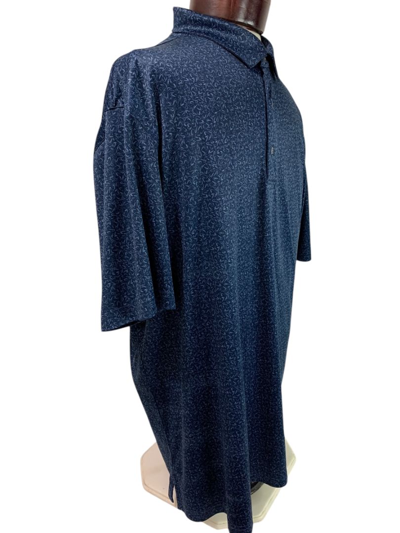 Size XXL Greg Norman PlayDry Mens Polo Golf Shirt Navy Blue Pattern