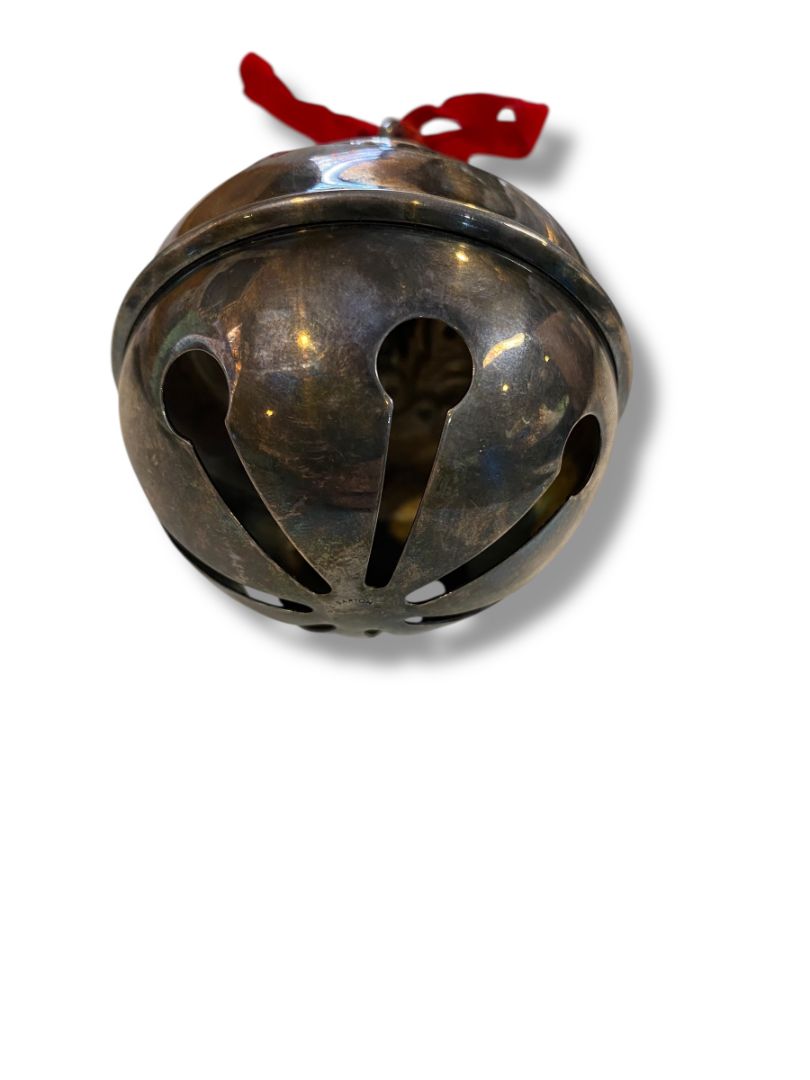 1992 Reed and Barton Silverplate Holly Bell Christmas Ornament 2.7" Diameter