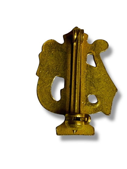 Vintage Music Lapel Pin Bells Lyre Goldtone Blue .7"