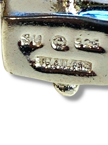 Sterling Silver 925 Simulated Stone Bracelet 7.75" Safety Clasp