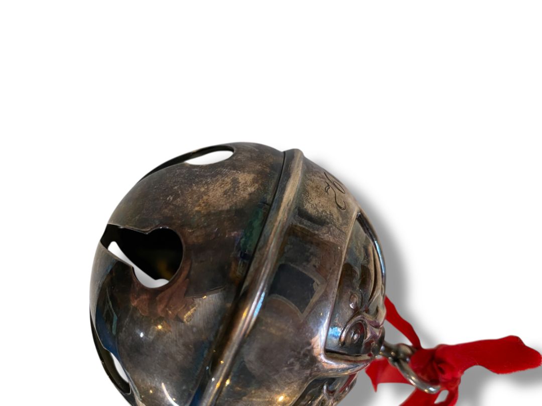 1992 Reed and Barton Silverplate Holly Bell Christmas Ornament 2.7" Diameter