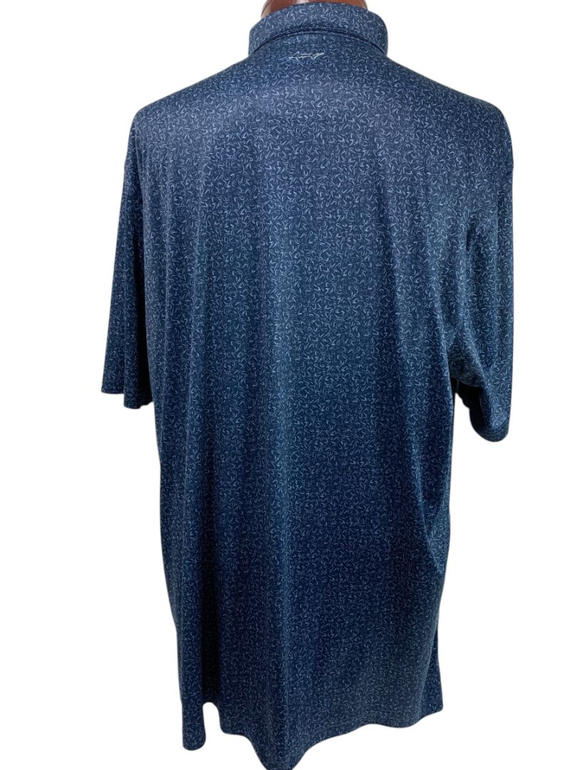 Size XXL Greg Norman PlayDry Mens Polo Golf Shirt Navy Blue Pattern