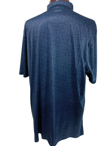 Size XXL Greg Norman PlayDry Mens Polo Golf Shirt Navy Blue Pattern