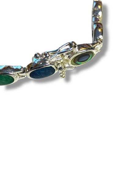 Sterling Silver 925 Simulated Stone Bracelet 7.75" Safety Clasp