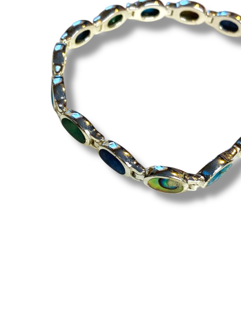 Sterling Silver 925 Simulated Stone Bracelet 7.75" Safety Clasp