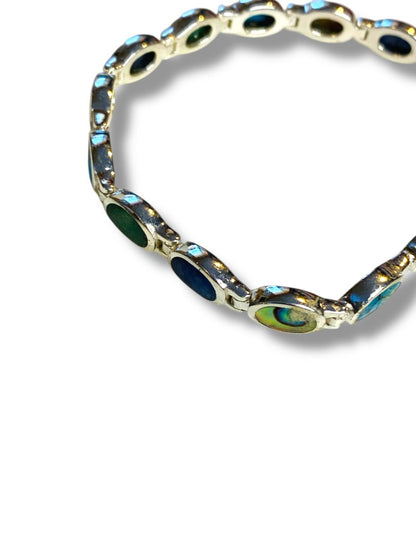 Sterling Silver 925 Simulated Stone Bracelet 7.75" Safety Clasp