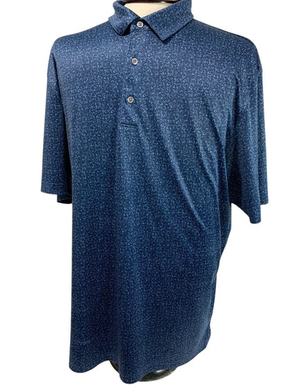 Size XXL Greg Norman PlayDry Mens Polo Golf Shirt Navy Blue Pattern