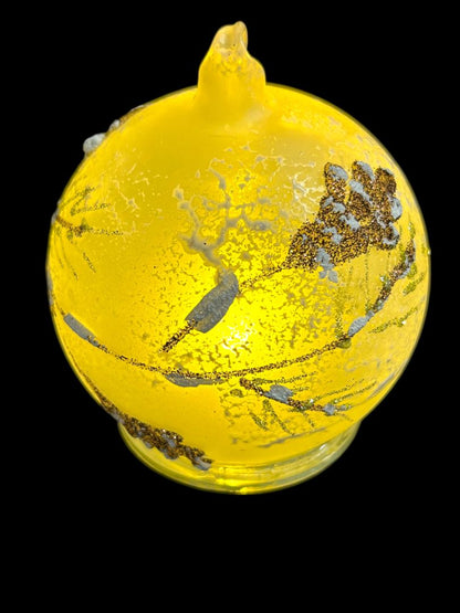 Light Up Frosted Plastic Snow Holiday Christmas Ornament 3" Diameter