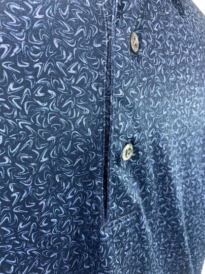Size XXL Greg Norman PlayDry Mens Polo Golf Shirt Navy Blue Pattern
