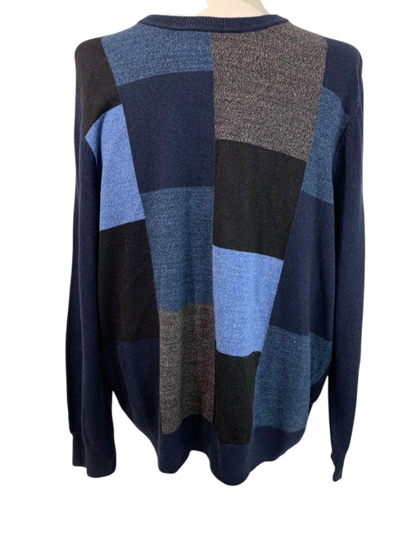 Size XL Dockers Mens  Sweater Blue Gray Color Block Crew Neck