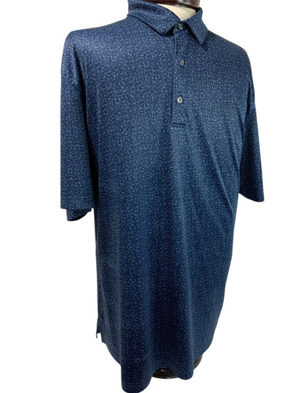 Size XXL Greg Norman PlayDry Mens Polo Golf Shirt Navy Blue Pattern