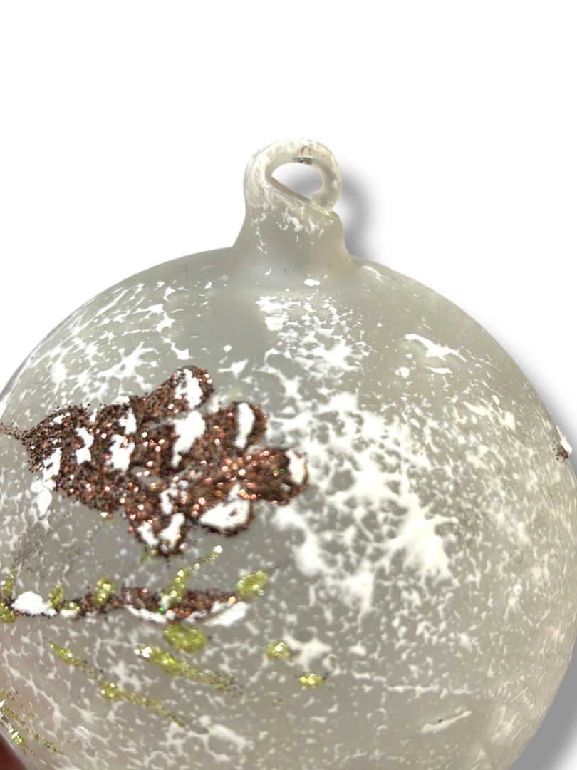 Light Up Frosted Plastic Snow Holiday Christmas Ornament 3" Diameter