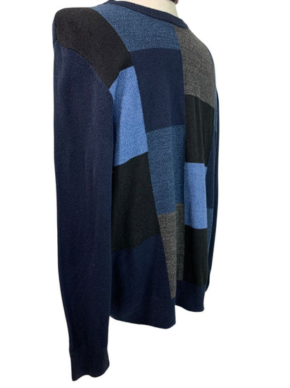 Size XL Dockers Mens  Sweater Blue Gray Color Block Crew Neck