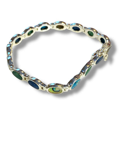Sterling Silver 925 Simulated Stone Bracelet 7.75" Safety Clasp