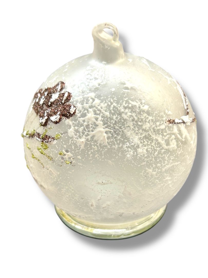 Light Up Frosted Plastic Snow Holiday Christmas Ornament 3" Diameter