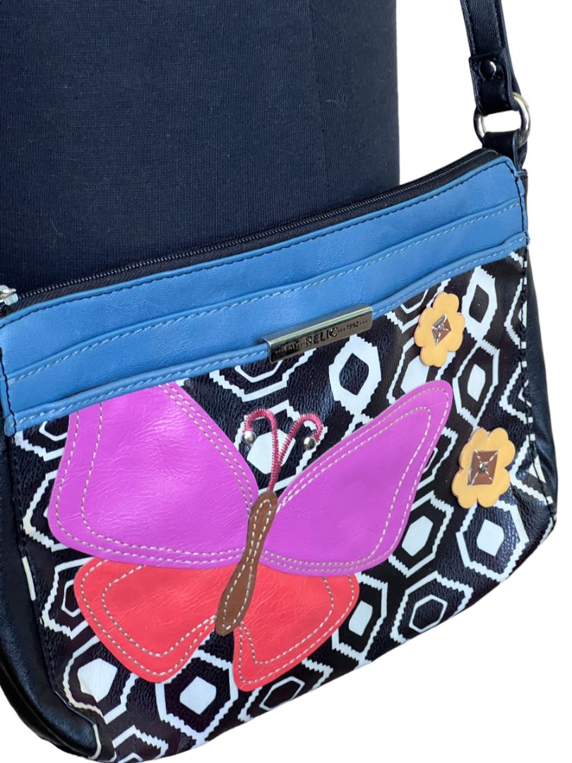 Relic Vegan Leather Butterfly Multicolor Crossbody Shoulder Bag Purse