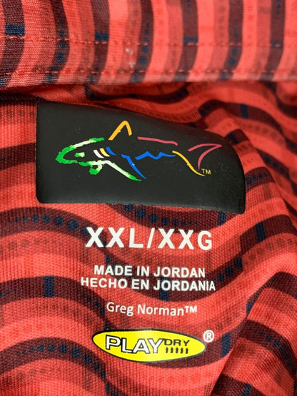 Size XXL Greg Norman PlayDry Mens Polo Golf Shirt Red Pattern
