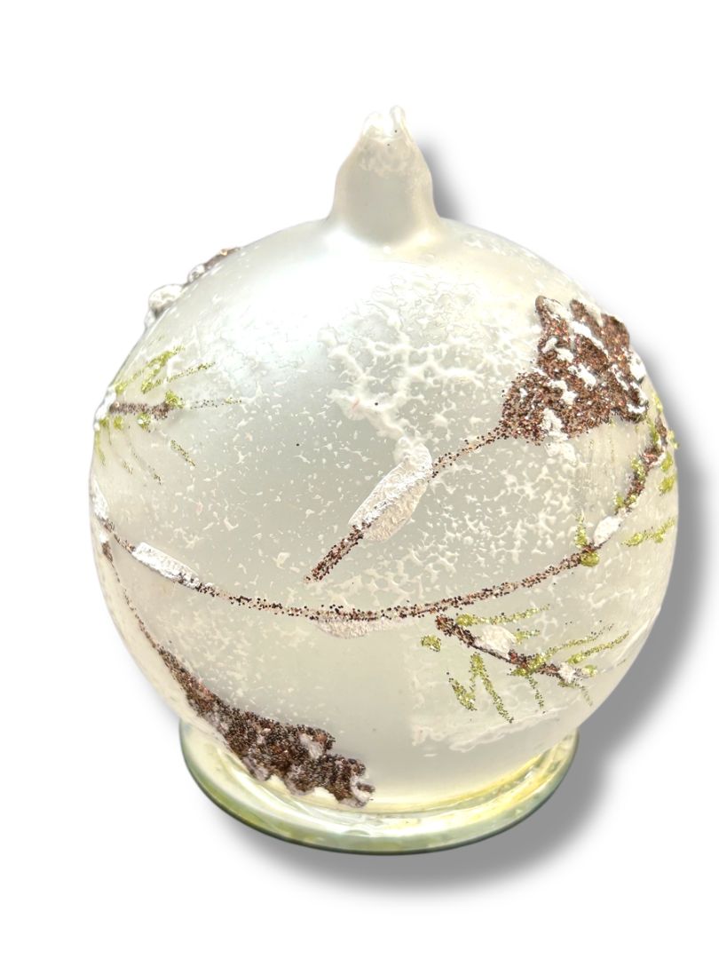 Light Up Frosted Plastic Snow Holiday Christmas Ornament 3" Diameter