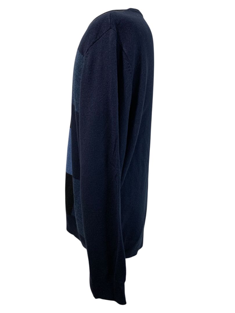 Size XL Dockers Mens  Sweater Blue Gray Color Block Crew Neck