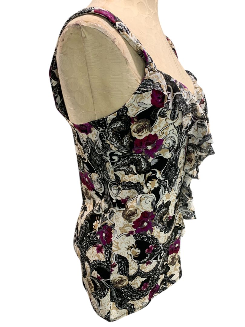 Medium White House Black Market WHBM Womens Tank Blouse Ruffle