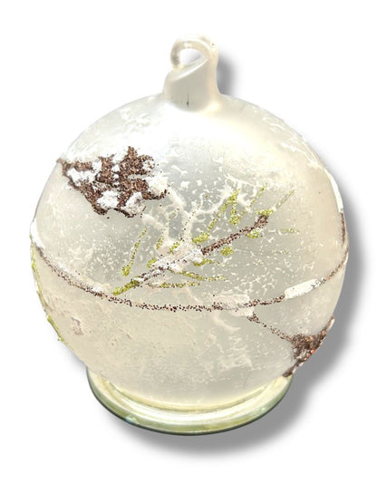 Light Up Frosted Plastic Snow Holiday Christmas Ornament 3" Diameter