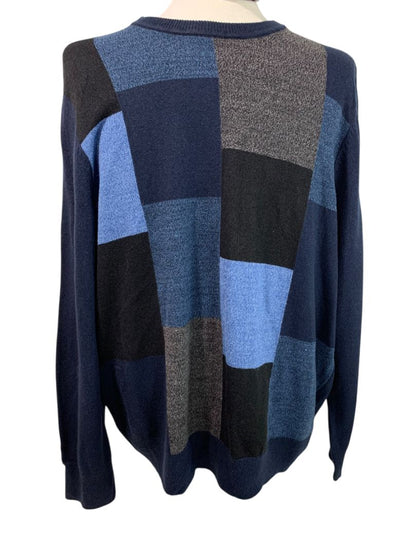 Size XL Dockers Mens  Sweater Blue Gray Color Block Crew Neck