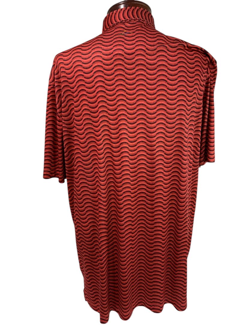 Size XXL Greg Norman PlayDry Mens Polo Golf Shirt Red Pattern