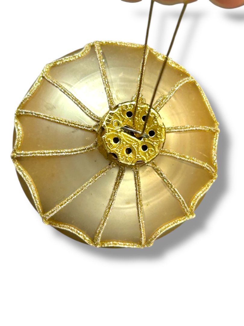 Gold Glass Onion Drop Sparkle Ornament Christmas Tree 3"