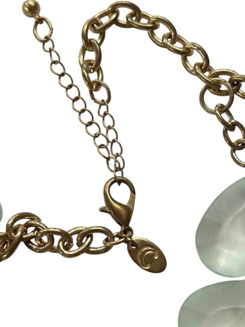 Charming Charlie Statement Tiered Necklace Goldtone Teal Turquoise Color