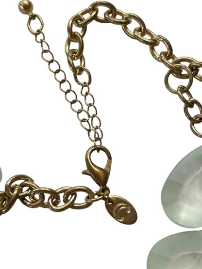 Charming Charlie Statement Tiered Necklace Goldtone Teal Turquoise Color