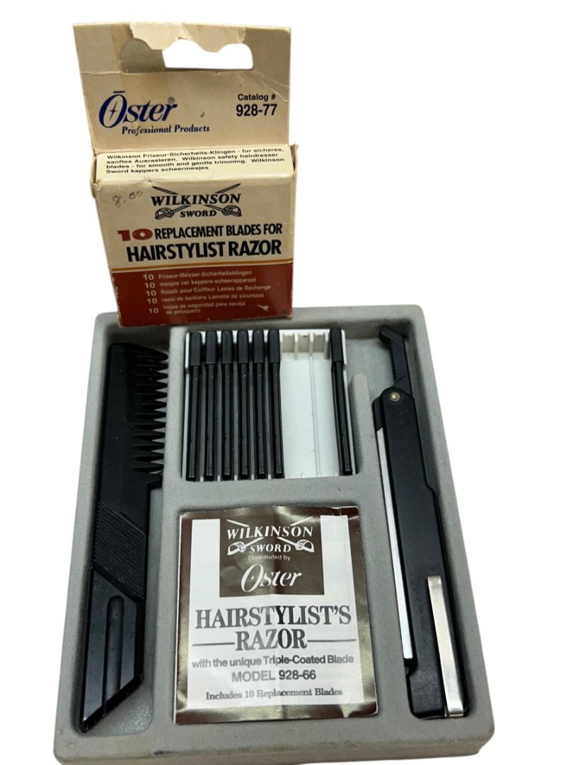Oster Wilkinson Sword Hairstylist Razor Model 928-66 Salon Barber with Replacement Blades