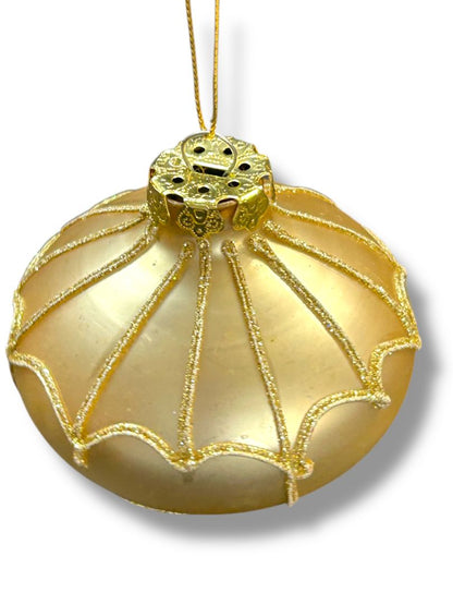 Gold Glass Onion Drop Sparkle Ornament Christmas Tree 3"