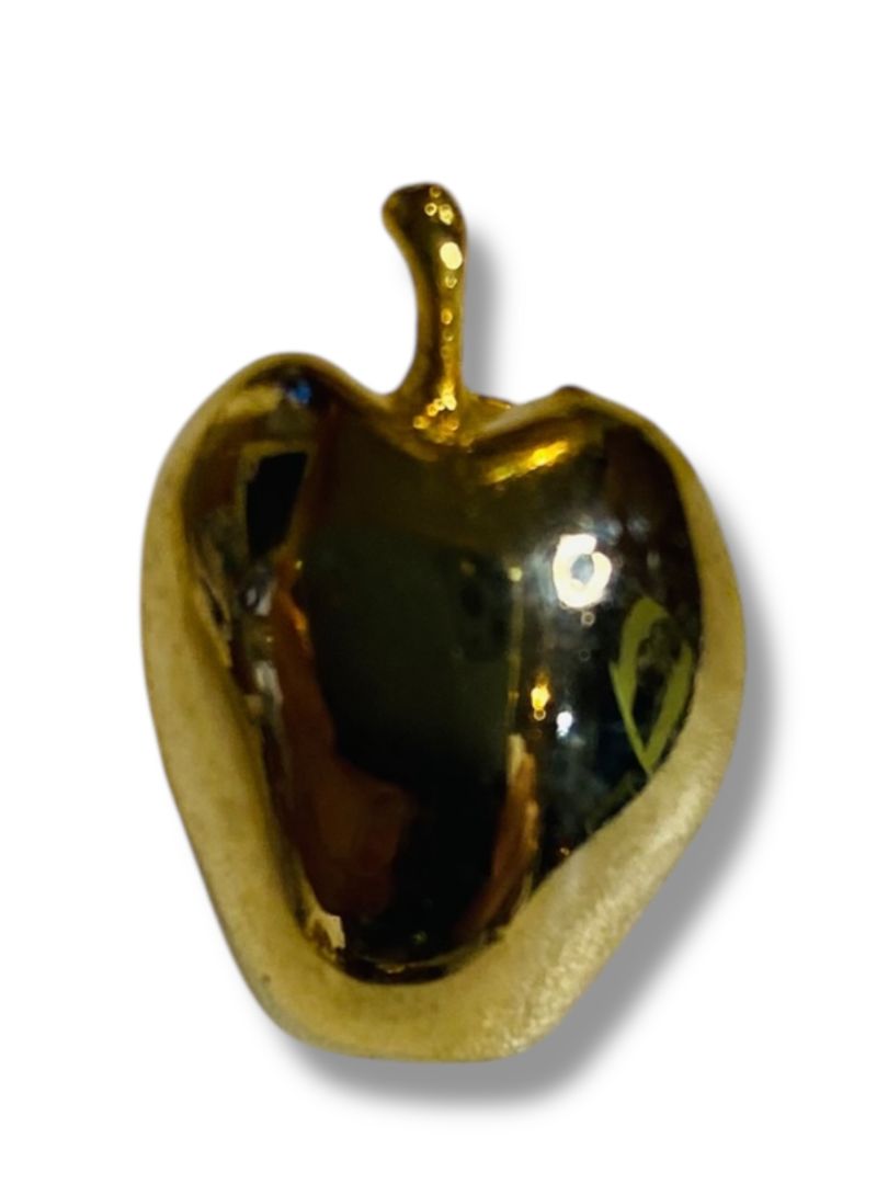 Vintage Signed Jubilee Domed Apple Lapel Pin .9" Goldtone