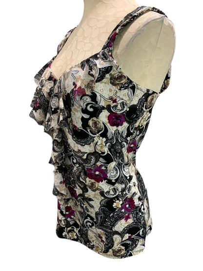 Medium White House Black Market WHBM Womens Tank Blouse Ruffle