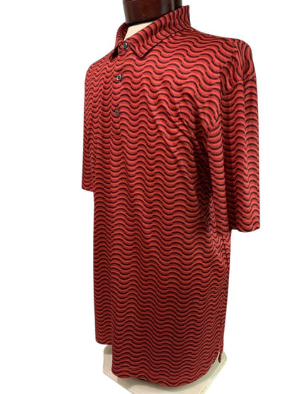 Size XXL Greg Norman PlayDry Mens Polo Golf Shirt Red Pattern