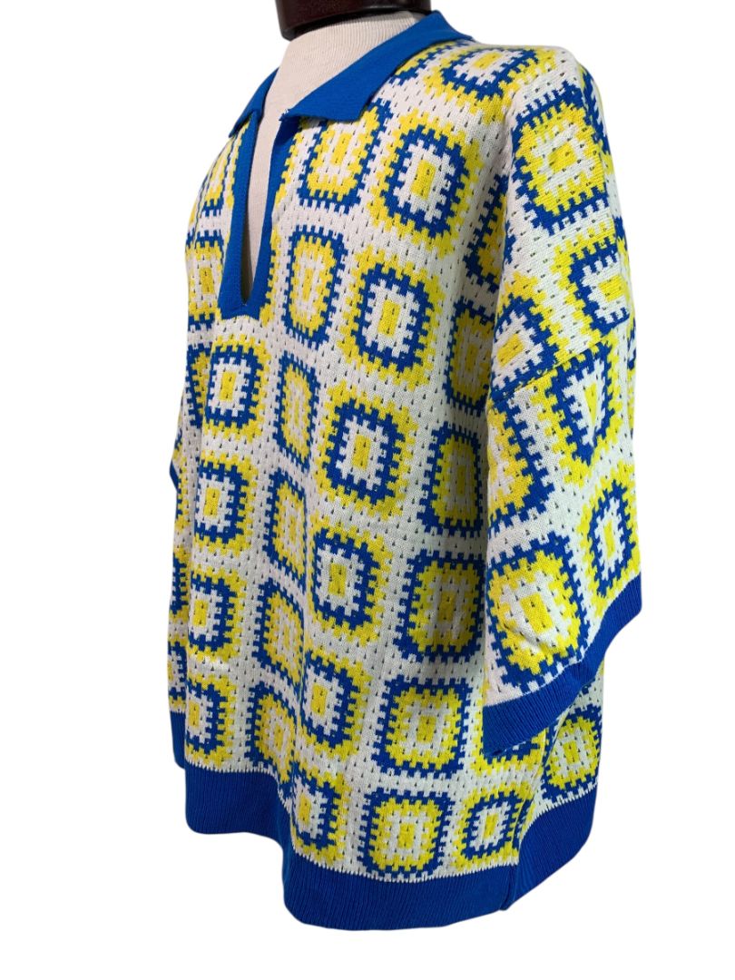 Size XL Boohoo Man Revere Crochet Polo Short Sleeve New Boxy Fit