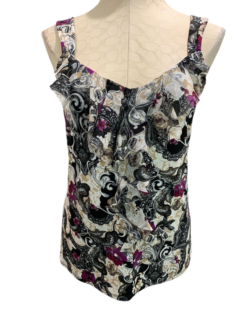 Medium White House Black Market WHBM Womens Tank Blouse Ruffle