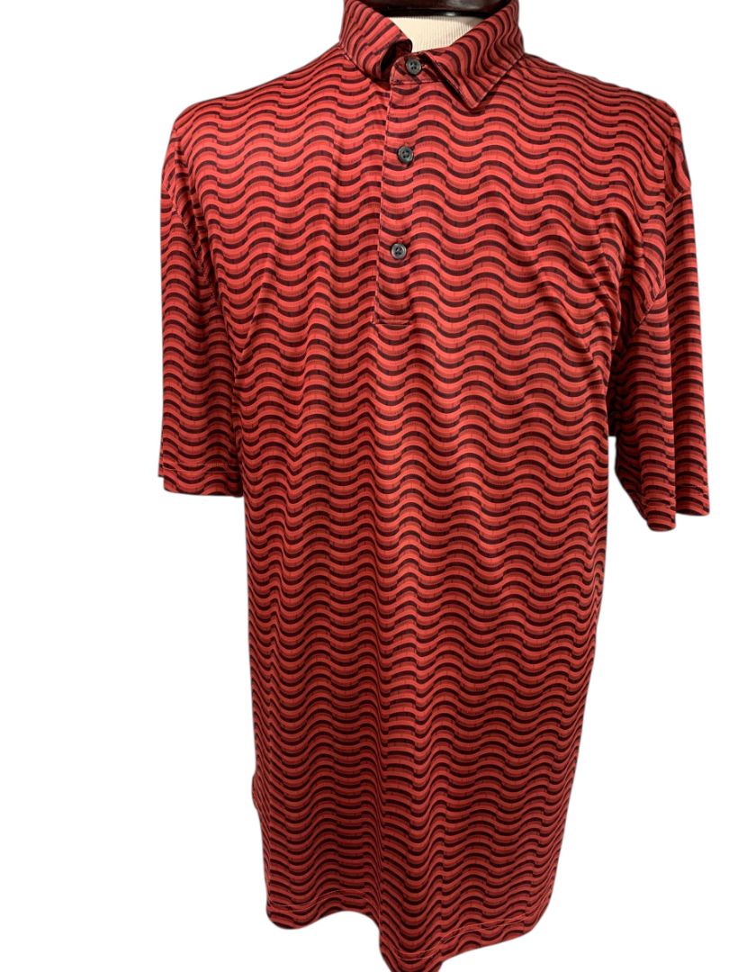 Size XXL Greg Norman PlayDry Mens Polo Golf Shirt Red Pattern