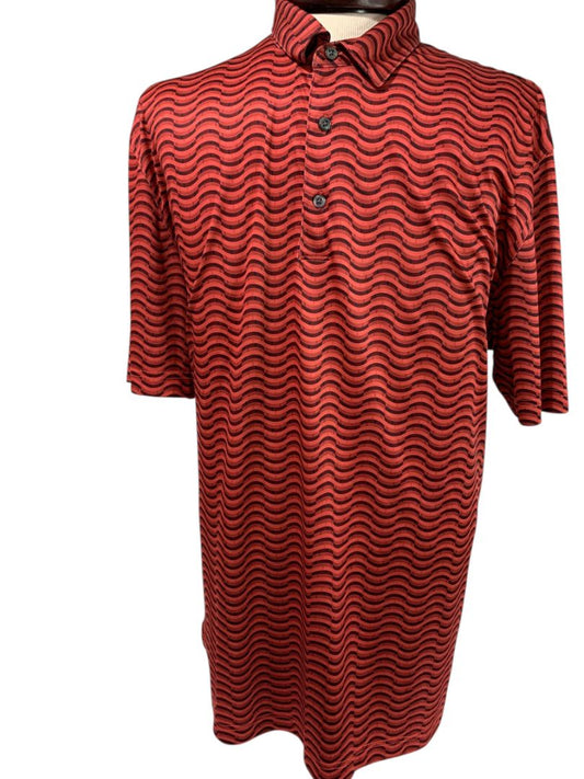 Size XXL Greg Norman PlayDry Mens Polo Golf Shirt Red Pattern
