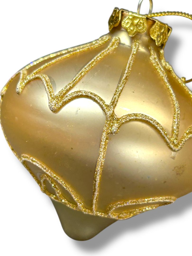 Gold Glass Onion Drop Sparkle Ornament Christmas Tree 3"