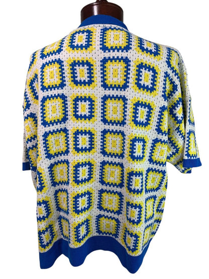 Size XL Boohoo Man Revere Crochet Polo Short Sleeve New Boxy Fit