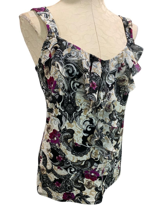 Medium White House Black Market WHBM Womens Tank Blouse Ruffle